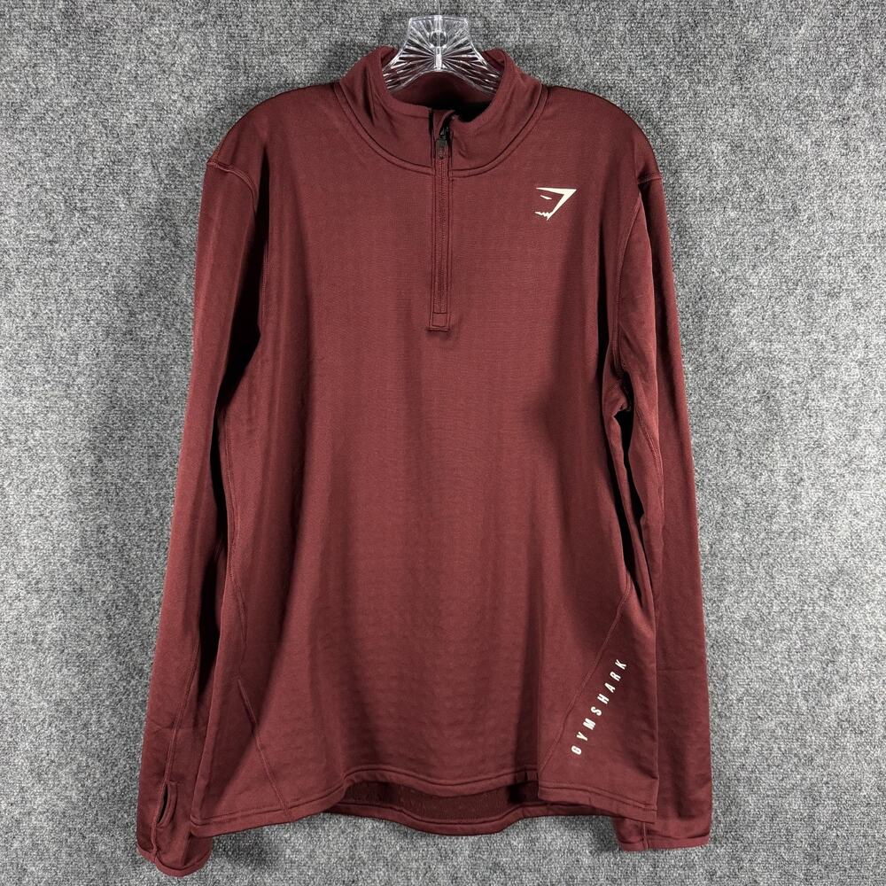 Gymshark Sport 1/4 Zip Pullover Mens XL Baked Maroon Fleece Thumbhole Workout